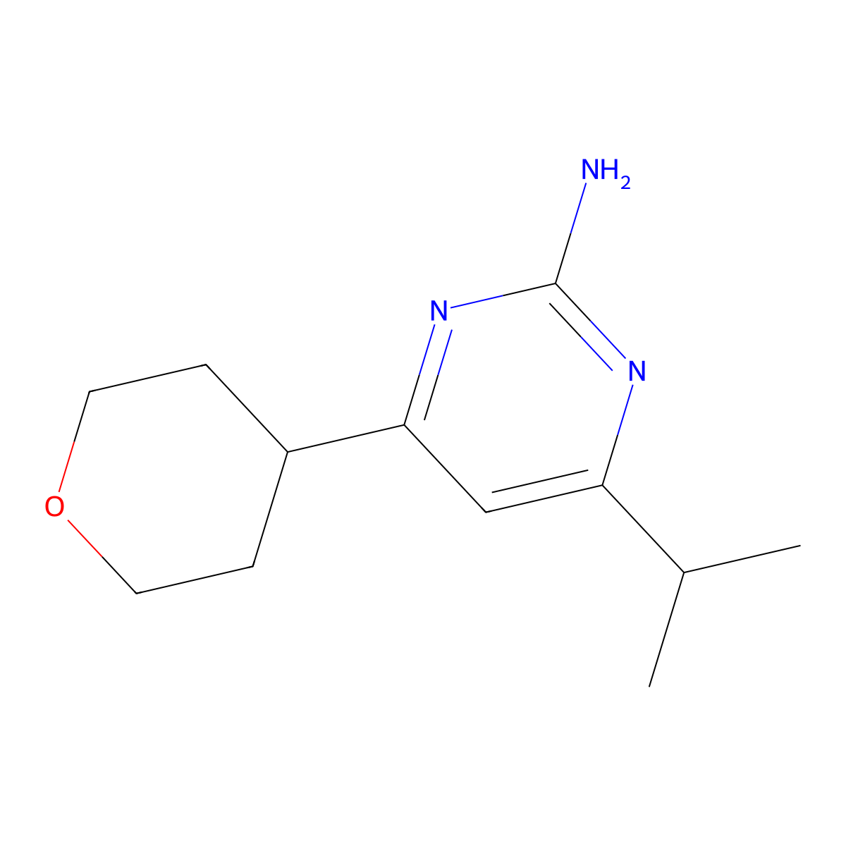 2-Amino-4-(4-tetrahydropyranyl)-6-(iso-propyl)pyrimidine molecular structure, CAS 1412953-34-4
