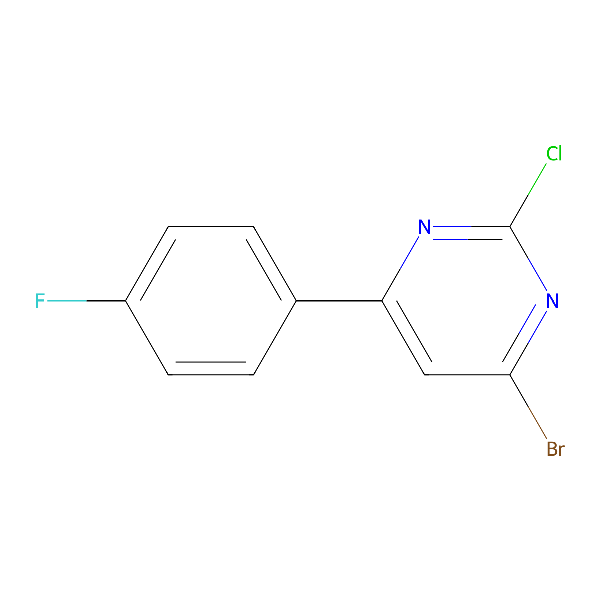 2-Chloro-4-bromo-6-(4-fluorophenyl)pyrimidine molecular structure, CAS 1412953-36-6