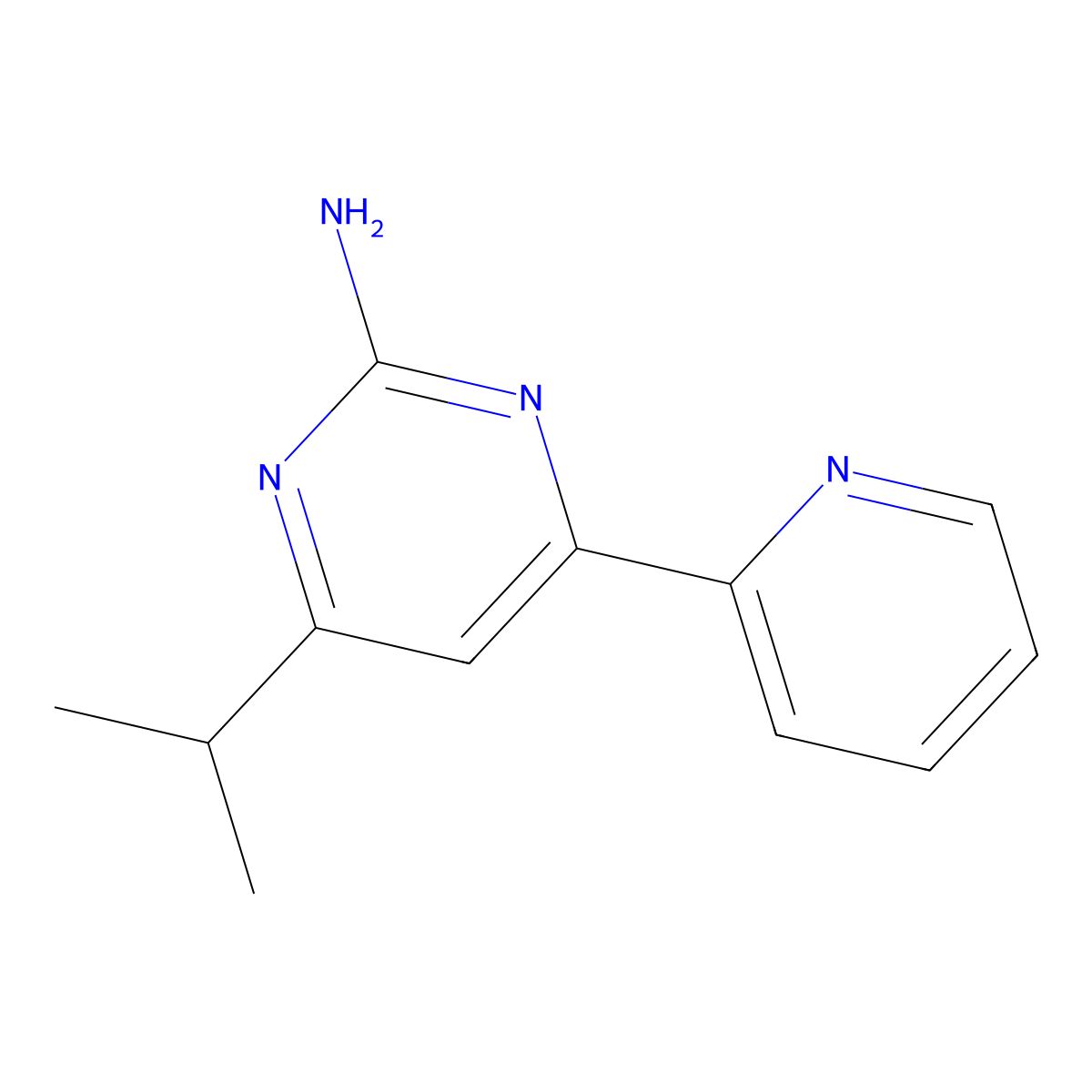 2-Amino-4-(pyridin-2-yl)-6-(iso-propyl)pyrimidine molecular structure, CAS 1412953-38-8