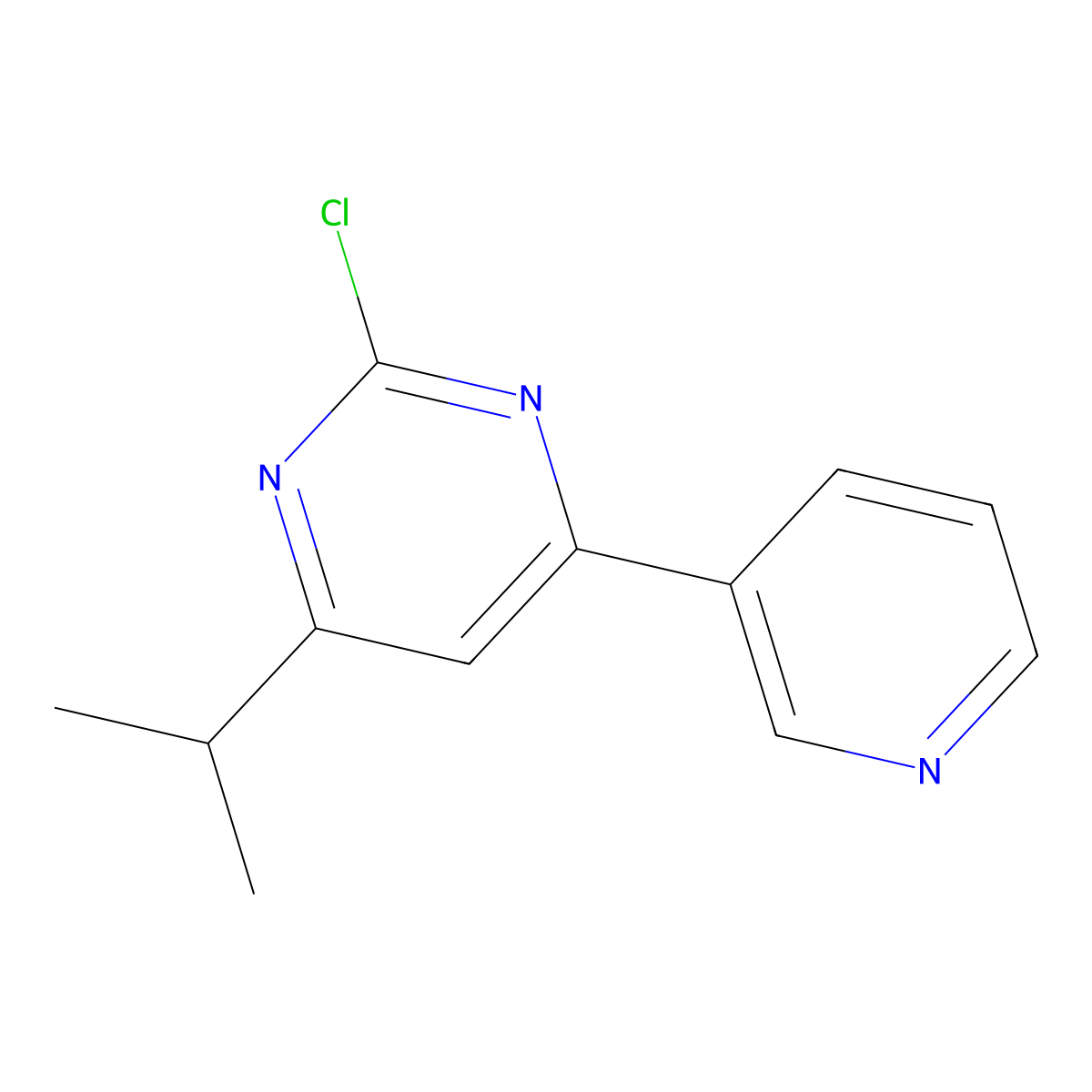 2-Chloro-4-(pyridin-3-yl)-6-(iso-propyl)pyrimidine molecular structure, CAS 1412953-45-7