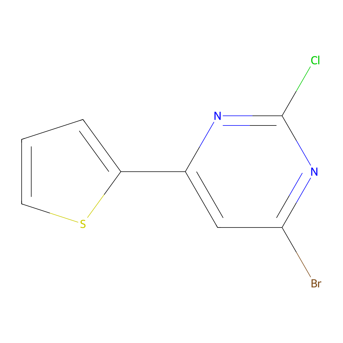 2-Chloro-4-bromo-6-(2-thienyl)pyrimidine molecular structure, CAS 1412953-50-4