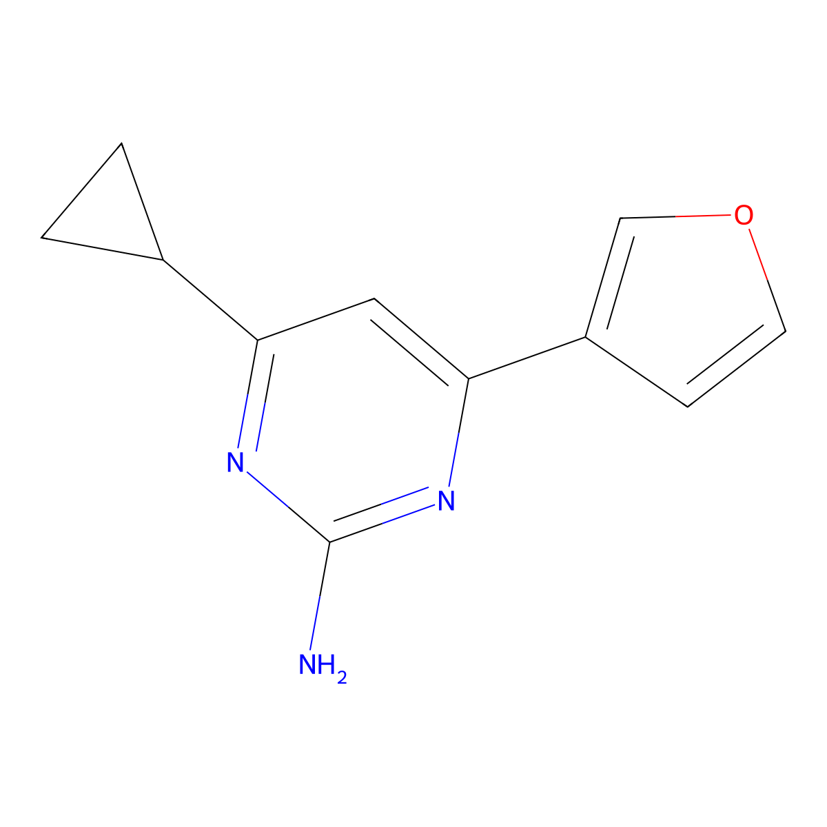 2-Amino-4-(3-furyl)-6-cyclopropylpyrimidine molecular structure, CAS 1412953-51-5