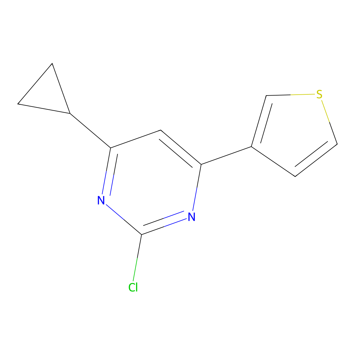 2-Chloro-4-(3-thienyl)-6-cyclopropylpyrimidine molecular structure, CAS 1412953-54-8