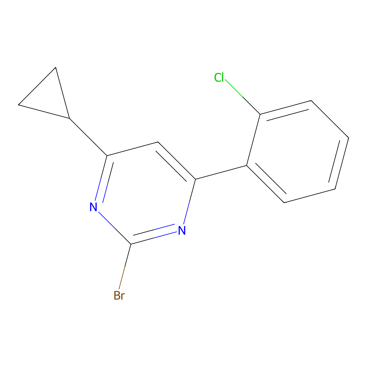 2-Bromo-4-(2-chlorophenyl)-6-cyclopropylpyrimidine molecular structure, CAS 1412953-55-9