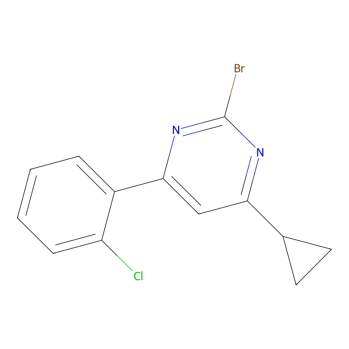 2-Bromo-4-(2-chlorophenyl)-6-cyclopropylpyrimidine molecular structure, CAS 1412953-55-9