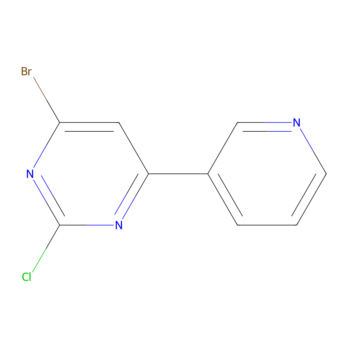 2-Chloro-4-bromo-6-(3-pyridyl)pyrimidine molecular structure, CAS 1412953-56-0