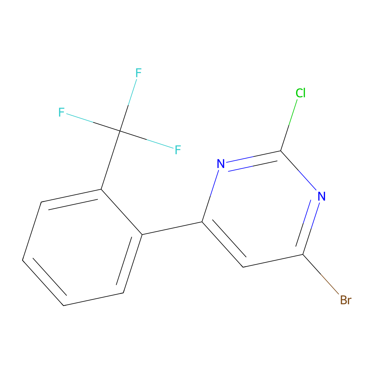 2-Chloro-4-bromo-6-(2-trifluoromethylphenyl)pyrimidine molecular structure, CAS 1412953-60-6