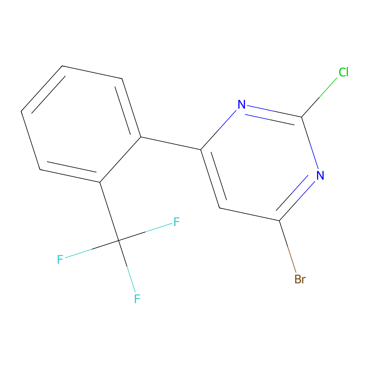 2-Chloro-4-bromo-6-(2-trifluoromethylphenyl)pyrimidine molecular structure, CAS 1412953-60-6