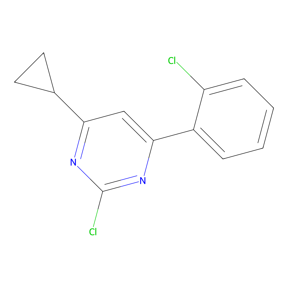 2-Chloro-4-(2-chlorophenyl)-6-cyclopropylpyrimidine molecular structure, CAS 1412953-62-8