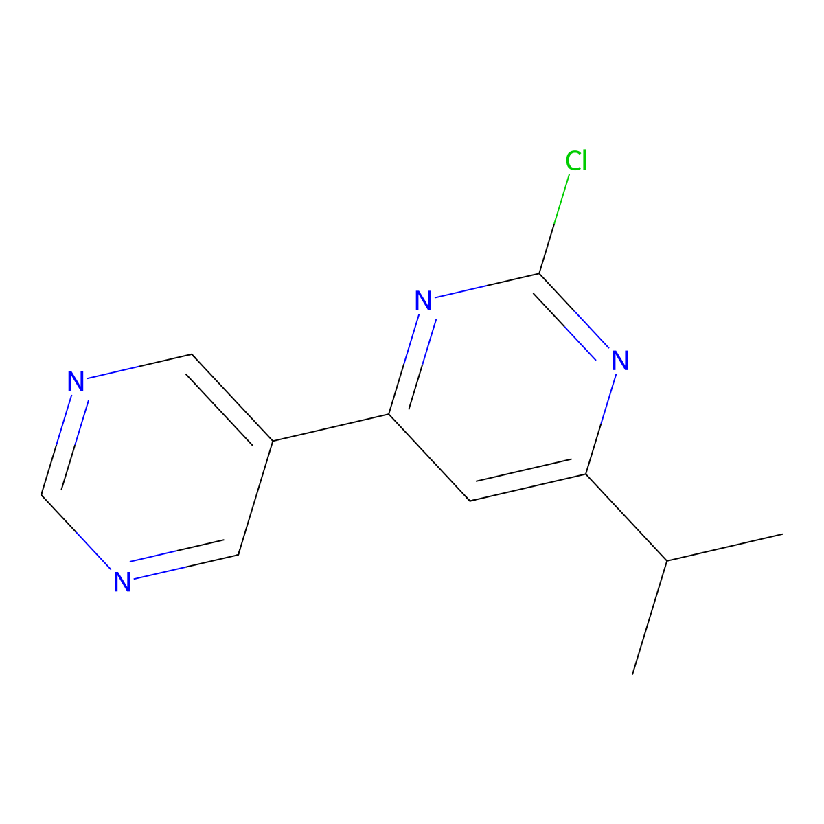 2-Chloro-4-(pyrimidin-5-yl)-6-(iso-propyl)pyrimidine molecular structure, CAS 1412953-66-2