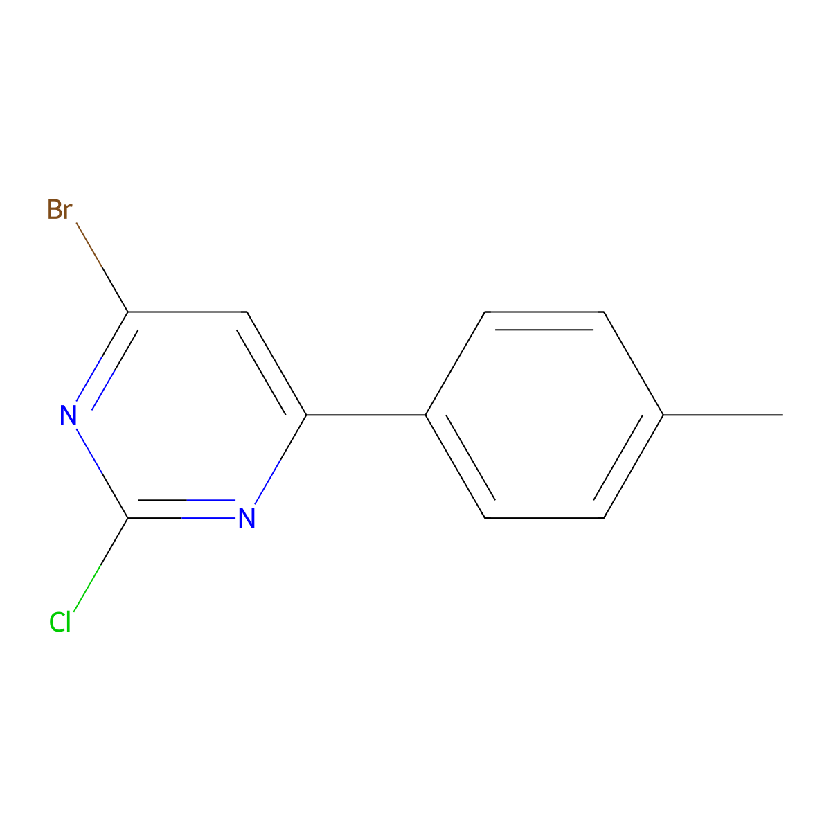 2-Chloro-4-bromo-6-(4-tolyl)pyrimidine molecular structure, CAS 1412953-67-3