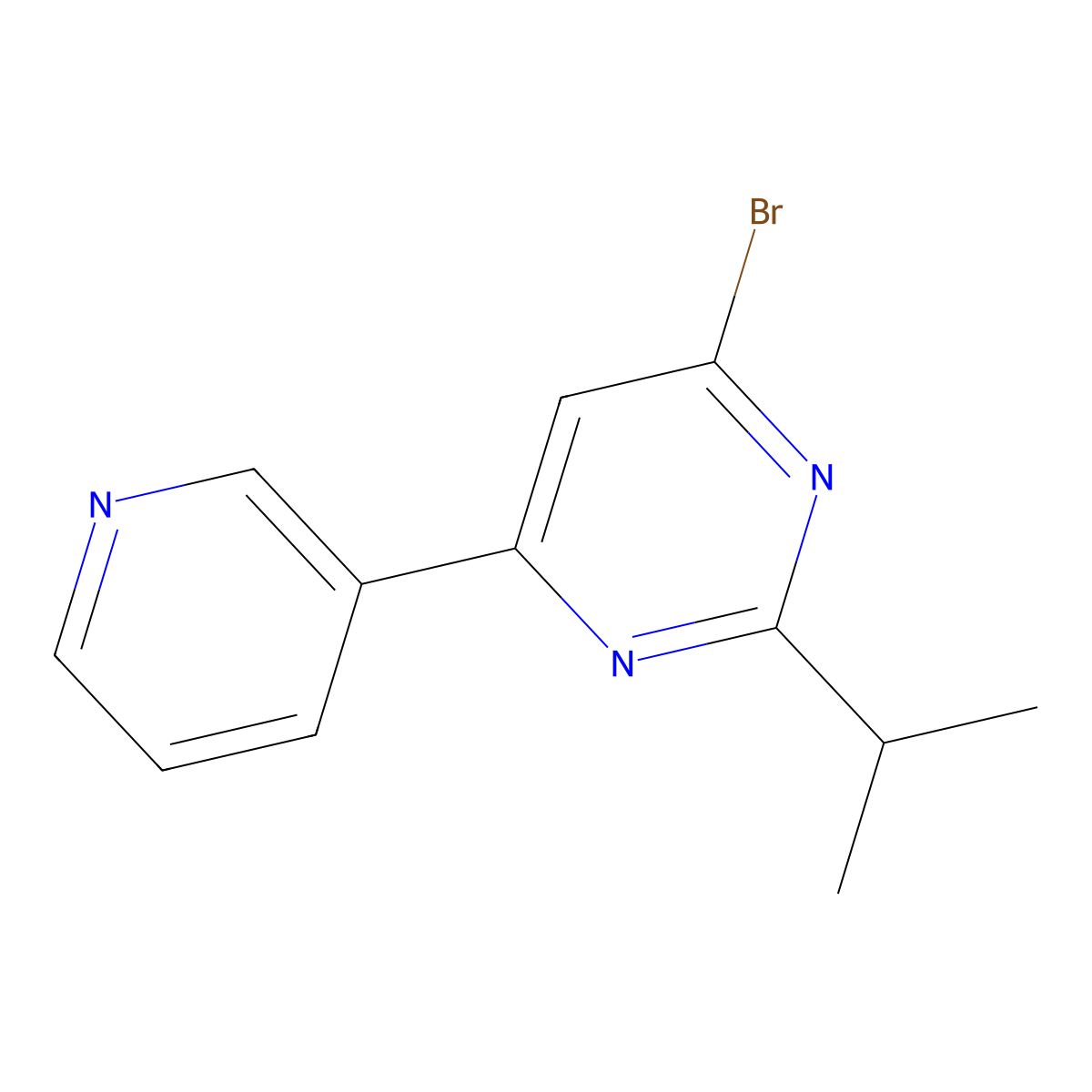 4-Bromo-2-(iso-propyl)-6-(pyridin-3-yl)pyrimidine molecular structure, CAS 1412953-70-8
