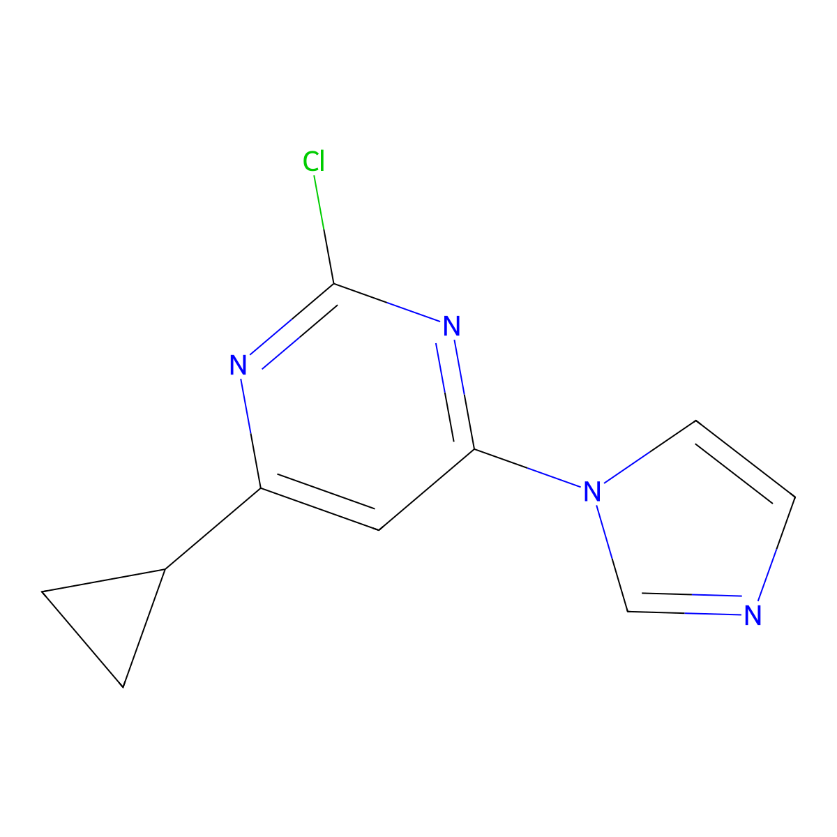 2-chloro-4-(1H-imidazol-1-yl)-6-cyclopropylpyrimidine molecular structure, CAS 1412953-71-9