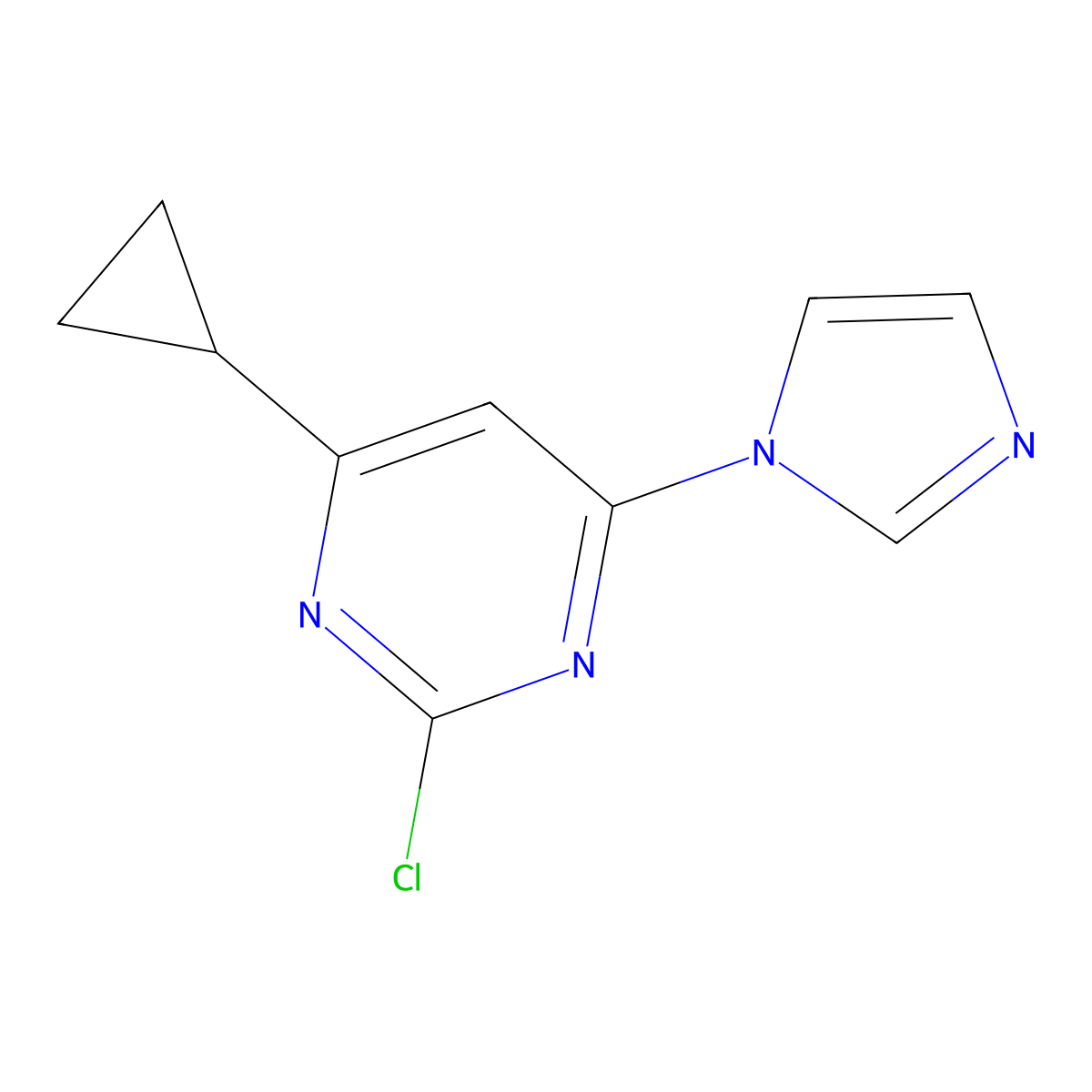 2-chloro-4-(1H-imidazol-1-yl)-6-cyclopropylpyrimidine molecular structure, CAS 1412953-71-9