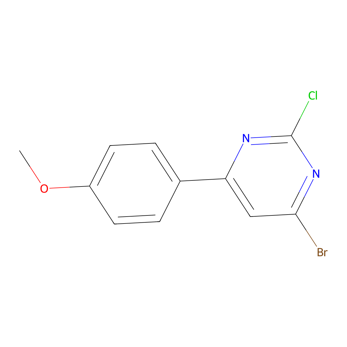 2-Chloro-4-bromo-6-(4-methoxyphenyl)pyrimidine molecular structure, CAS 1412953-73-1