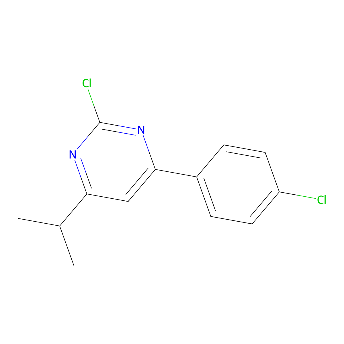 2-Chloro-4-(4-chlorophenyl)-6-(iso-propyl)pyrimidine molecular structure, CAS 1412953-74-2