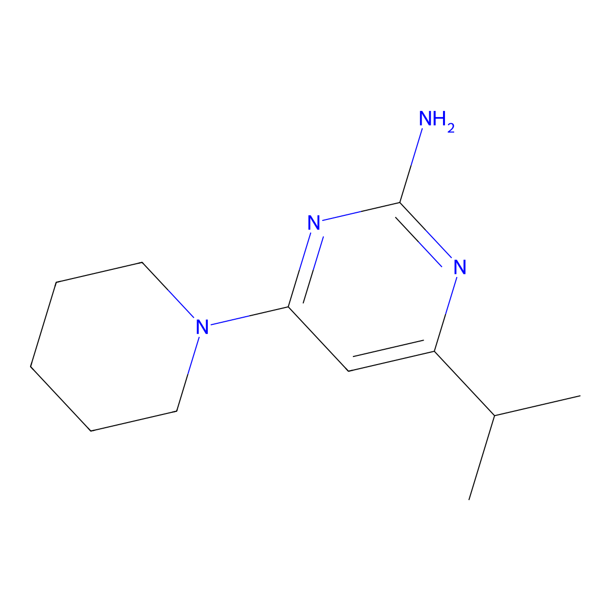 2-Amino-4-(piperidin-1-yl)-6-(iso-propyl)pyrimidine molecular structure, CAS 1412953-76-4