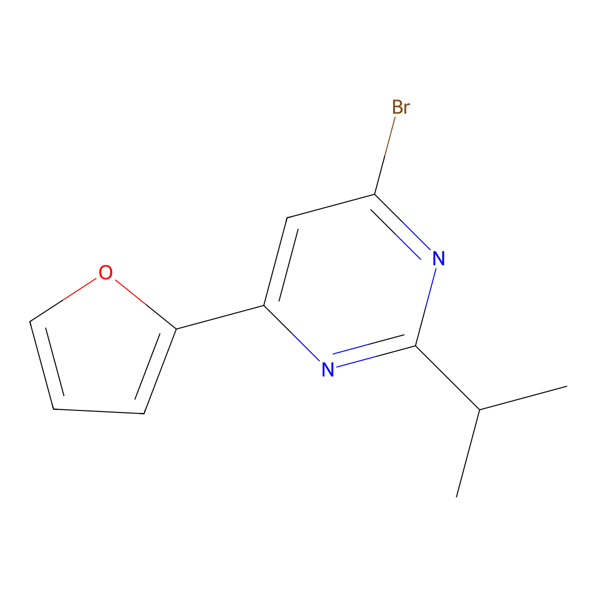 4-Bromo-2-(iso-propyl)-6-(2-furyl)pyrimidine molecular structure, CAS 1412953-78-6