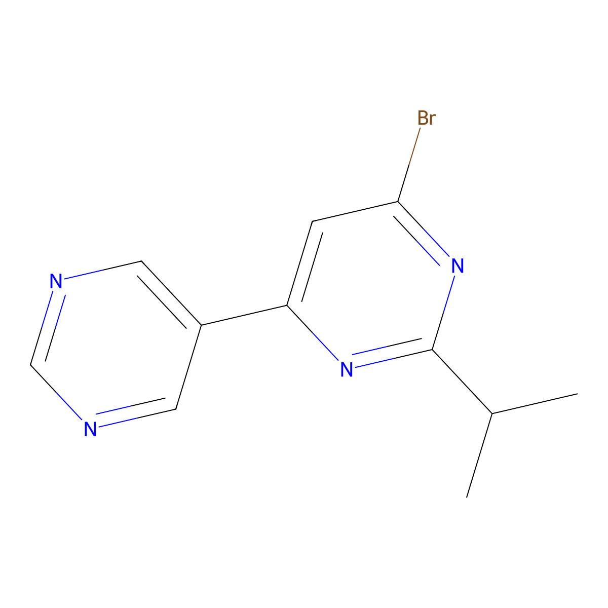 4-Bromo-2-(iso-propyl)-6-(pyrimidin-5-yl)pyrimidine molecular structure, CAS 1412953-79-7