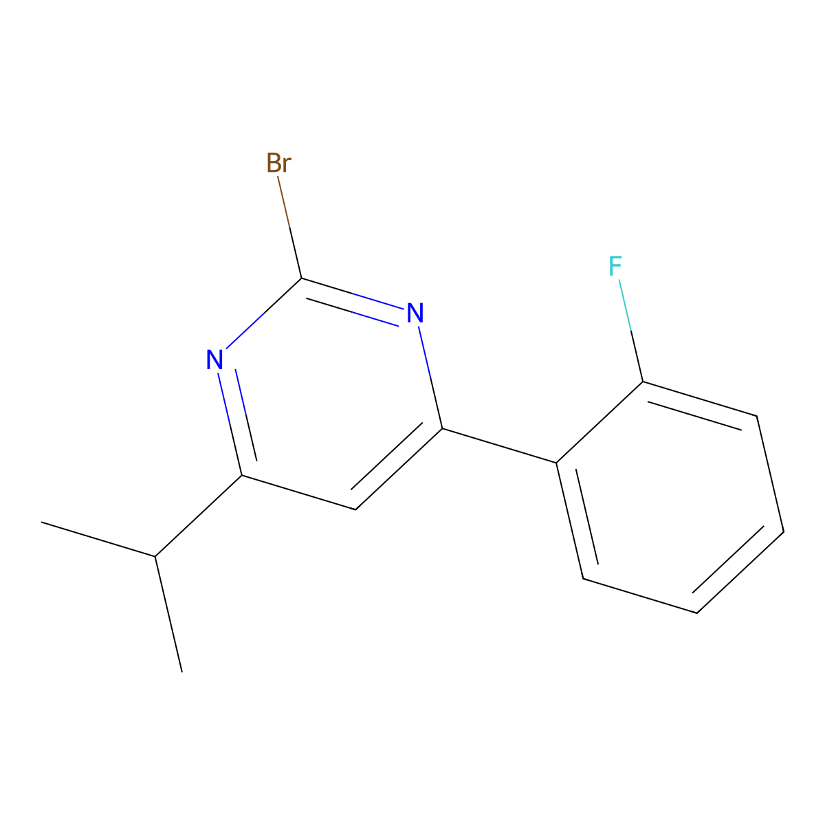 2-Bromo-4-(2-fluorophenyl)-6-(iso-propyl)pyrimidine molecular structure, CAS 1412953-81-1