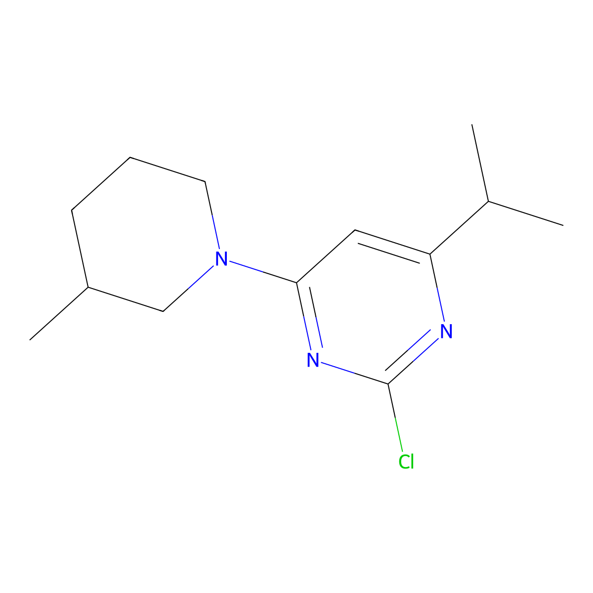 2-Chloro-4-(3-methylpiperidin-1-yl)-6-(iso-propyl)pyrimidine molecular structure, CAS 1412953-87-7