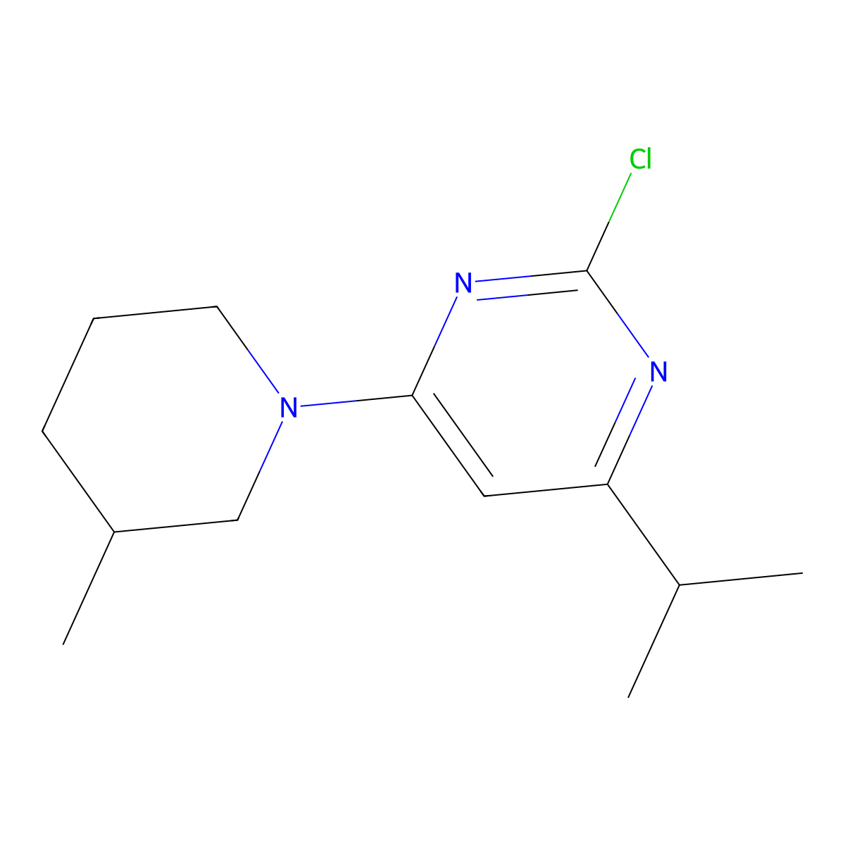 2-Chloro-4-(3-methylpiperidin-1-yl)-6-(iso-propyl)pyrimidine molecular structure, CAS 1412953-87-7
