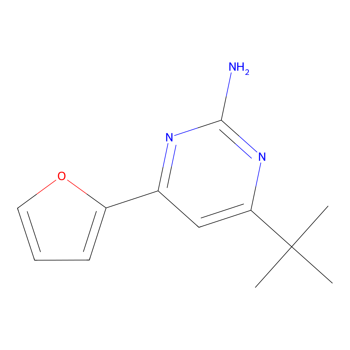 2-Amino-4-(2-furyl)-6-(tert-butyl)pyrimidine molecular structure, CAS 1412953-93-5