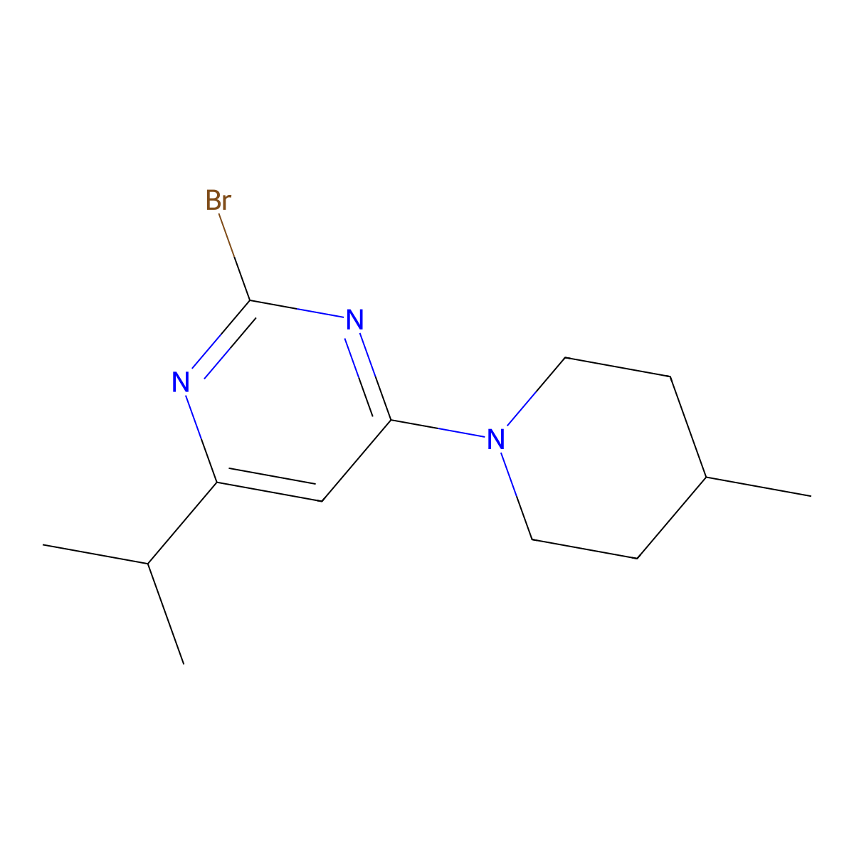 2-Bromo-4-(4-methylpiperidin-1-yl)-6-(iso-propyl)pyrimidine molecular structure, CAS 1412953-95-7