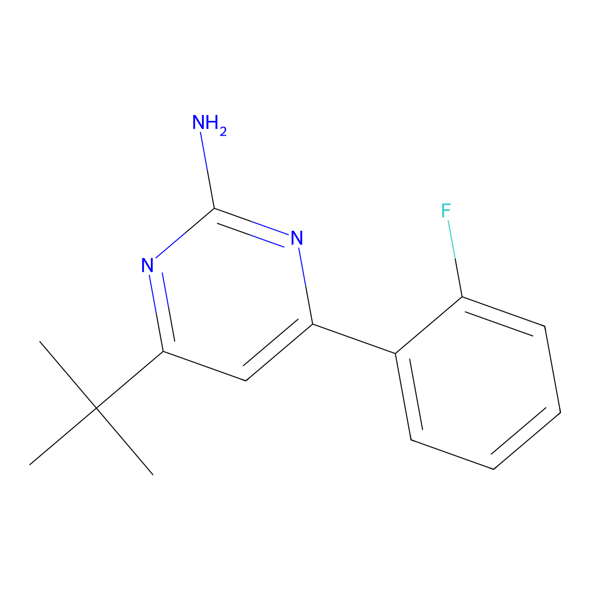 2-Amino-4-(2-fluorophenyl)-6-(tert-butyl)pyrimidine molecular structure, CAS 1412953-98-0