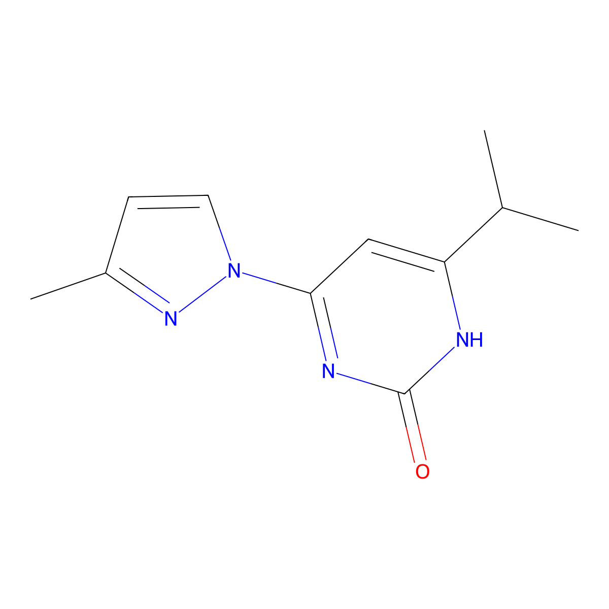 2-Hydroxy-4-(1H-3-methylpyrozol-1-yl)-6-(iso-propyl)pyrimidine molecular structure, CAS 1412954-01-8
