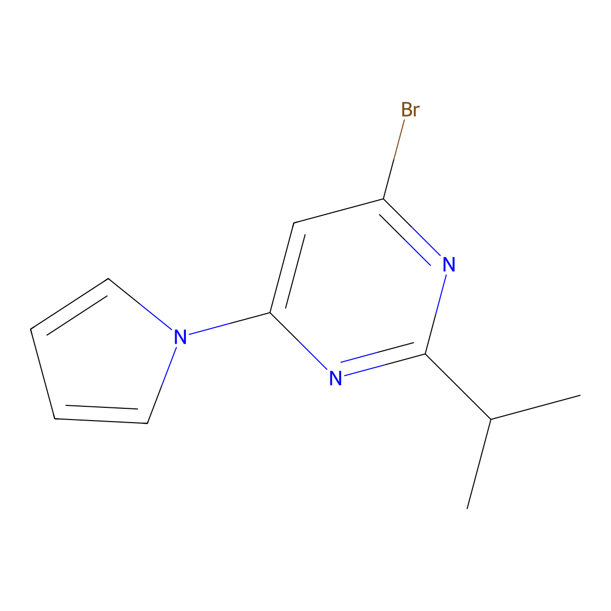 4-Bromo-2-(iso-propyl)-6-(1H-pyrrol-1-yl)pyrimidine molecular structure, CAS 1412954-02-9