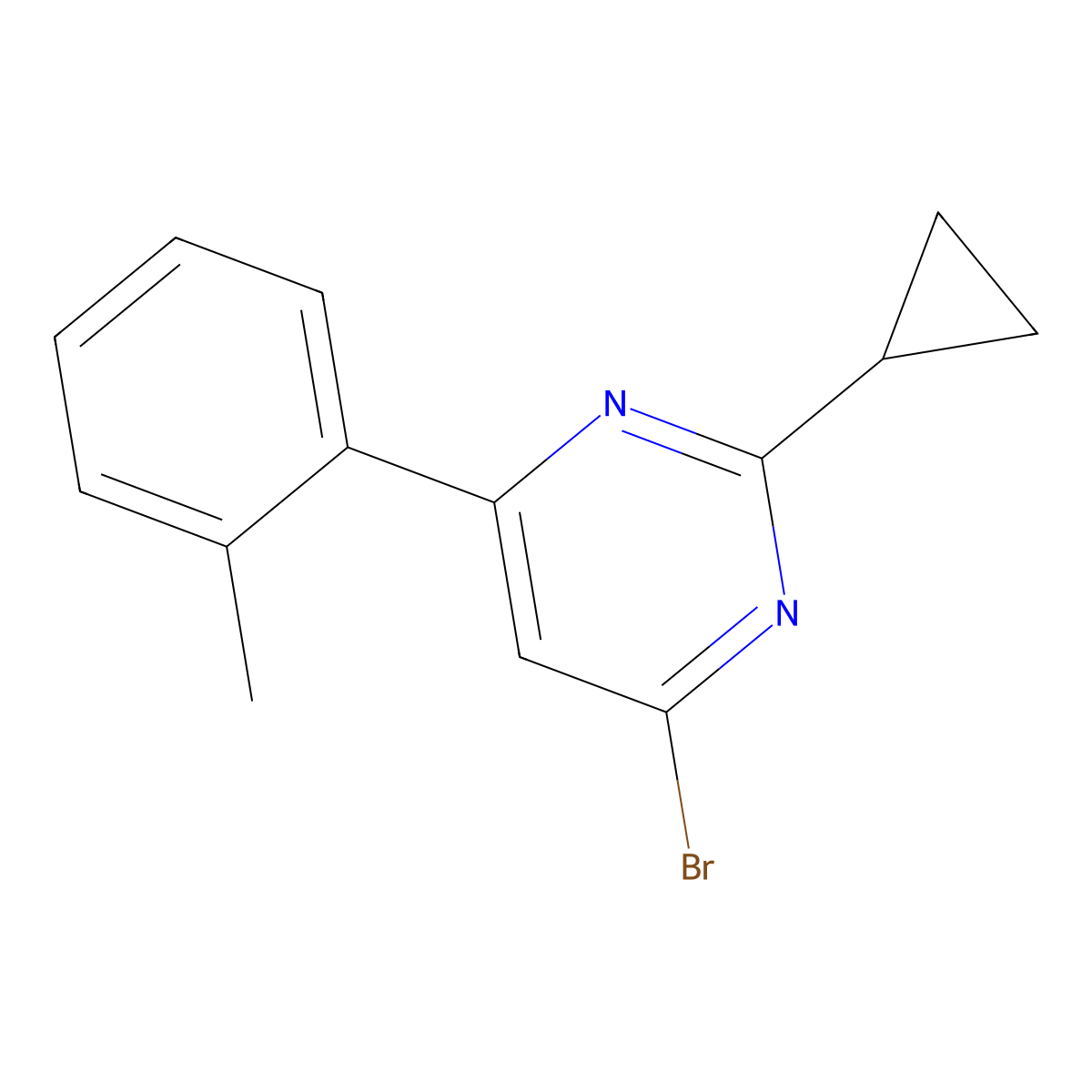 4-Bromo-2-cyclopropyl-6-(2-tolyl)pyrimidine molecular structure, CAS 1412954-11-0