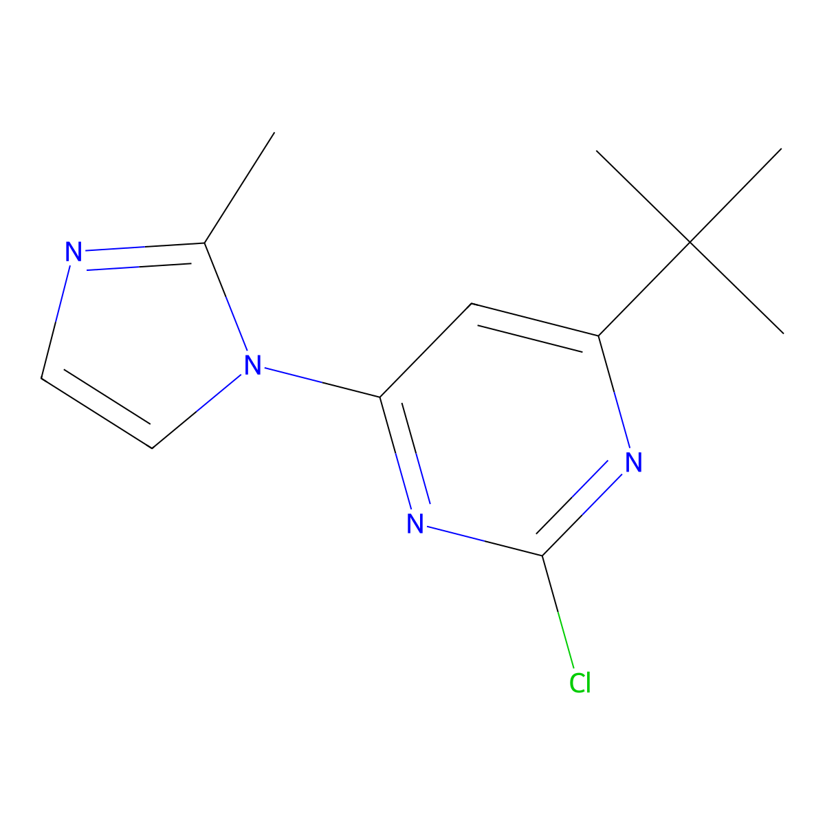 2-chloro-4-(1H-2-methylimidazol-1-yl)-6-(tert-butyl)pyrimidine molecular structure, CAS 1412954-12-1
