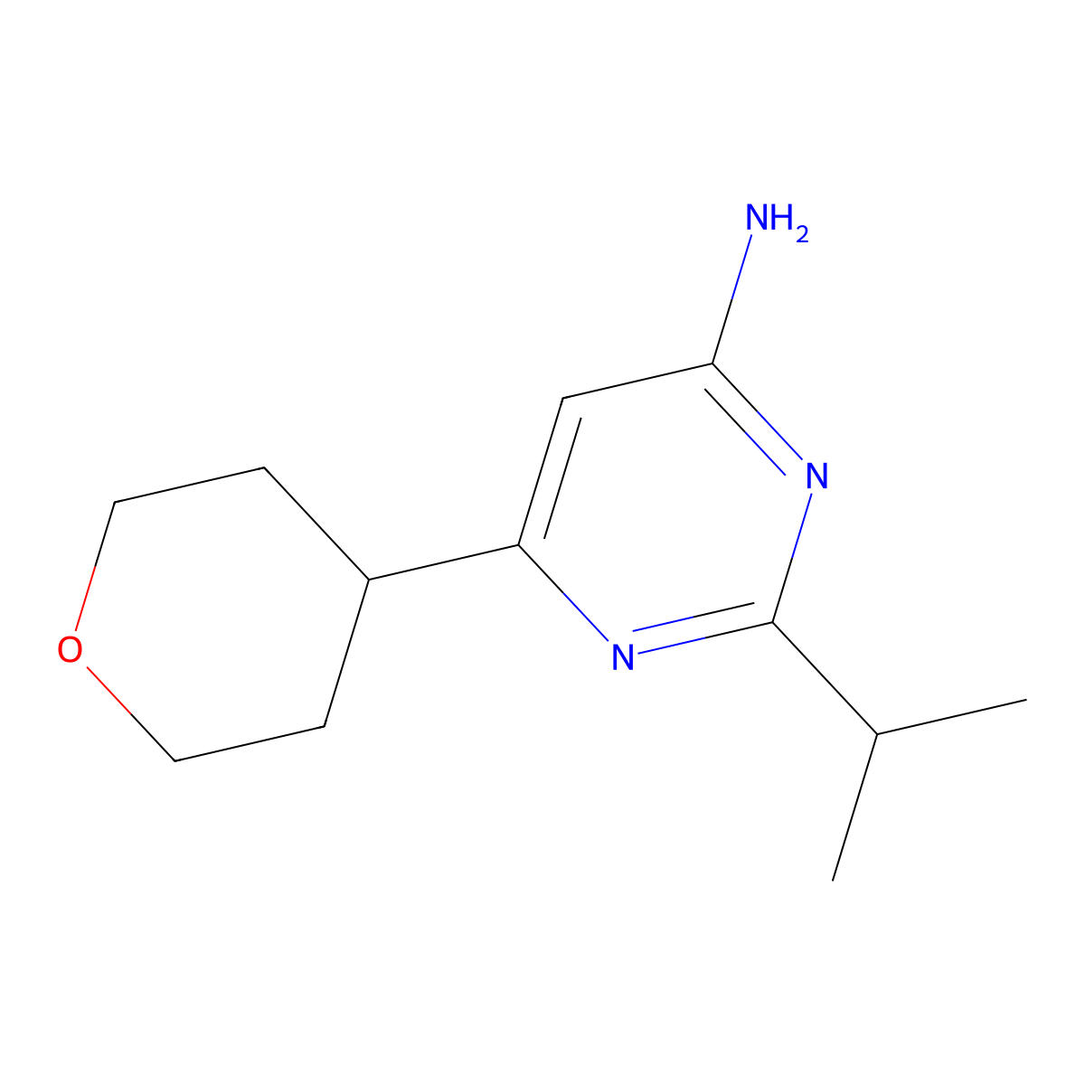 4-Amino-2-(iso-propyl)-6-(4-tetrahydropyranyl)pyrimidine molecular structure, CAS 1412954-18-7