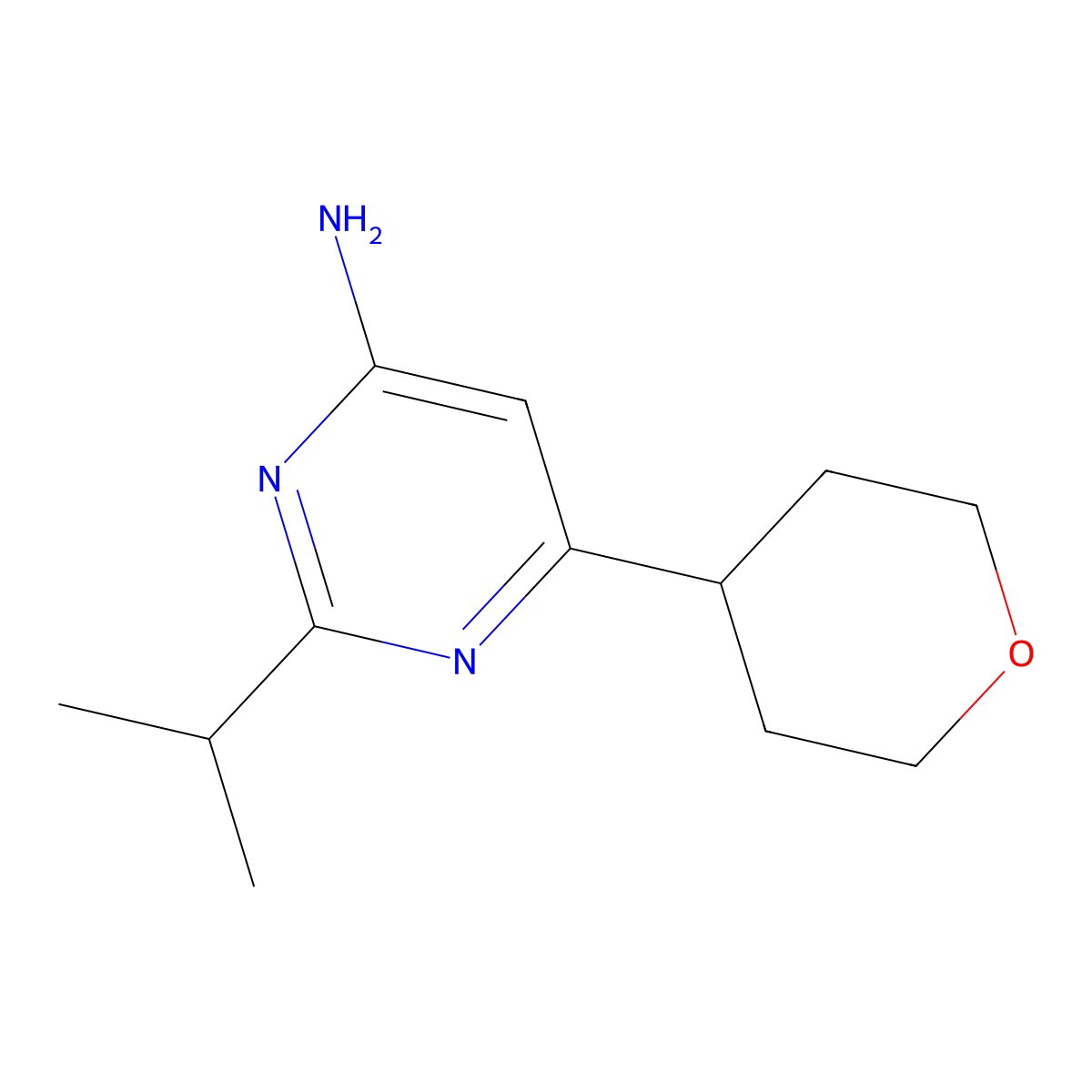 4-Amino-2-(iso-propyl)-6-(4-tetrahydropyranyl)pyrimidine molecular structure, CAS 1412954-18-7
