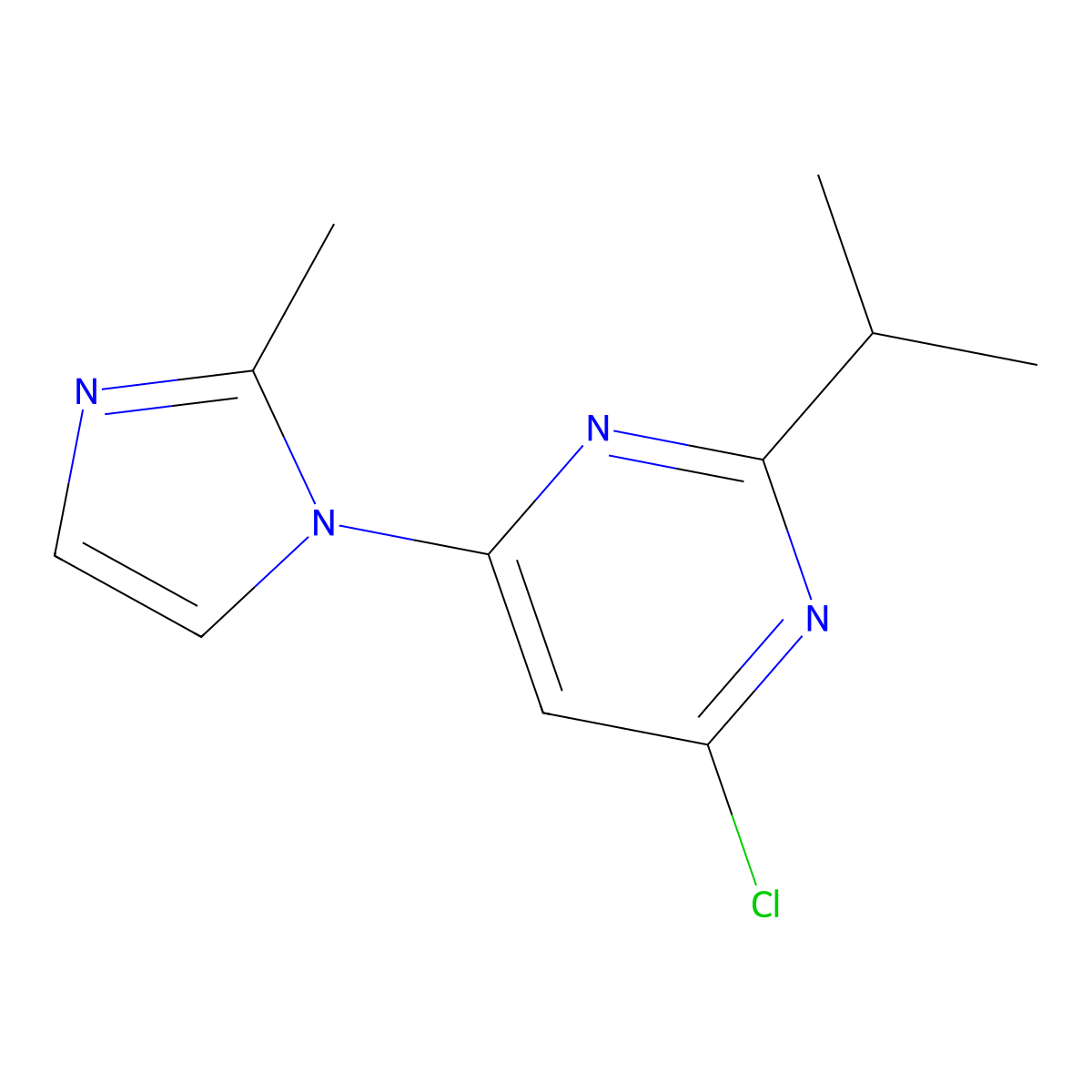 4-chloro-2-(iso-propyl)-6-(1H-2-methylimidazol-1-yl)pyrimidine molecular structure, CAS 1412954-19-8