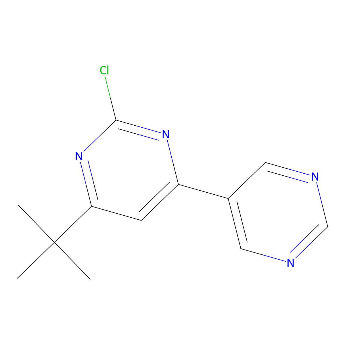 2-Chloro-4-(pyrimindin-5-yl)-6-(tert-butyl)pyrimidine molecular structure, CAS 1412954-21-2