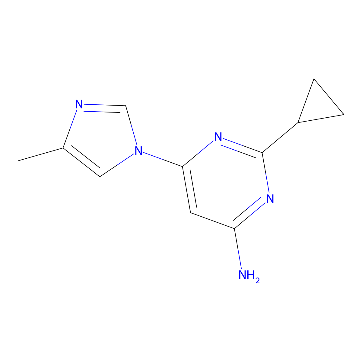 4-Amino-2-cyclopropyl-6-(4-methylimidazol-1-yl)pyrimidine molecular structure, CAS 1412954-22-3