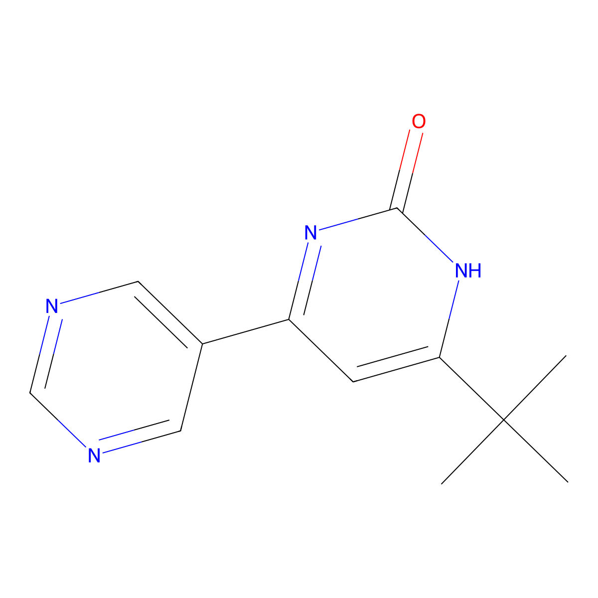 2-Hydroxy-4-(pyrimindin-5-yl)-6-(tert-butyl)pyrimidine molecular structure, CAS 1412954-27-8