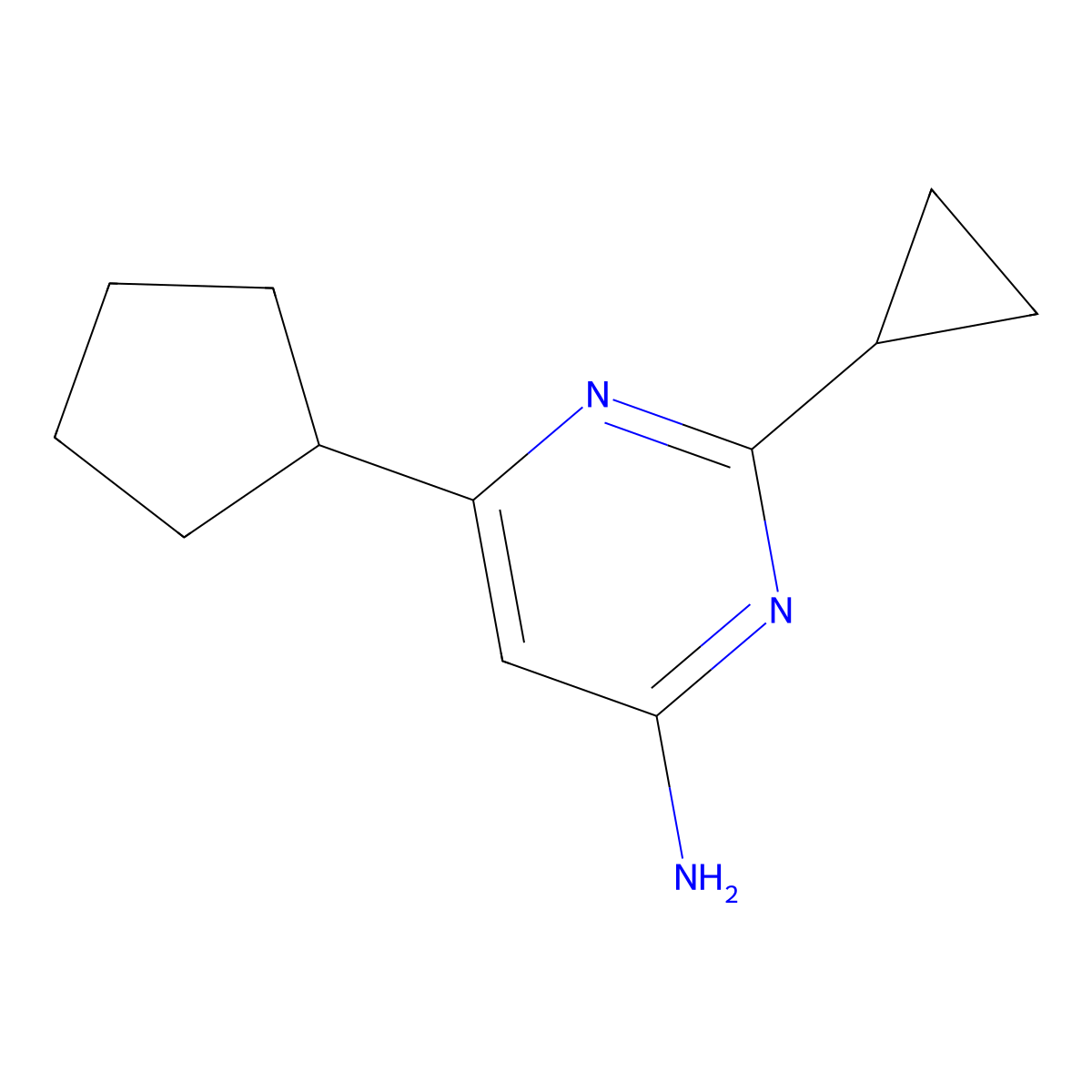 6-Cyclopentyl-2-cyclopropylpyrimidin-4-amine molecular structure, CAS 1412954-36-9