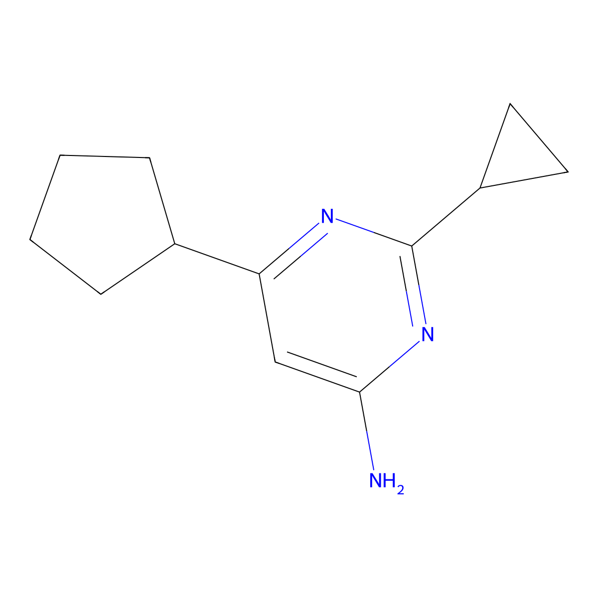 6-Cyclopentyl-2-cyclopropylpyrimidin-4-amine molecular structure, CAS 1412954-36-9