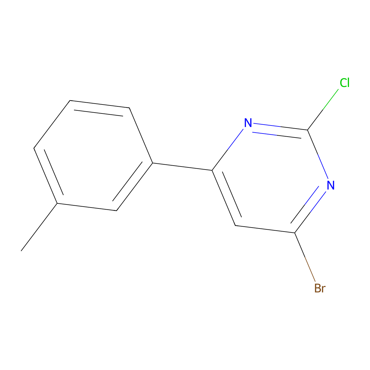 2-Chloro-4-bromo-6-(3-tolyl)pyrimidine molecular structure, CAS 1412954-39-2