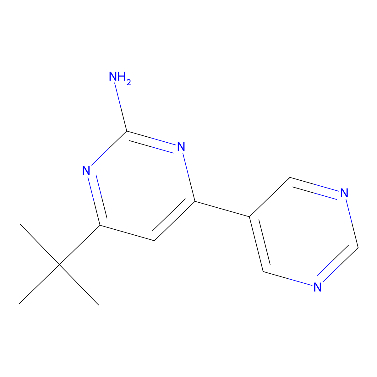 2-Amino-4-(pyrimindin-5-yl)-6-(tert-butyl)pyrimidine molecular structure, CAS 1412954-42-7