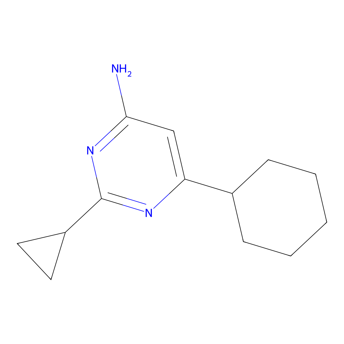 6-Cyclohexyl-2-cyclopropylpyrimidin-4-amine molecular structure, CAS 1412954-47-2