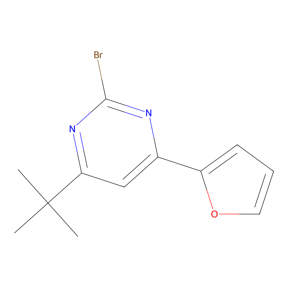 2-Bromo-4-(2-furyl)-6-(tert-butyl)pyrimidine molecular structure, CAS 1412954-49-4