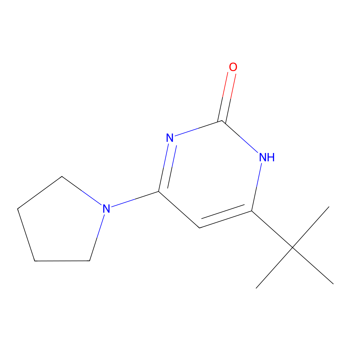 2-Hydroxy-4-(pyrrolidin-1-yl)-6-(tert-butyl)pyrimidine molecular structure, CAS 1412954-56-3