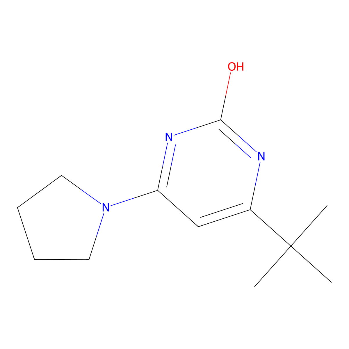 2-Hydroxy-4-(pyrrolidin-1-yl)-6-(tert-butyl)pyrimidine molecular structure, CAS 1412954-56-3