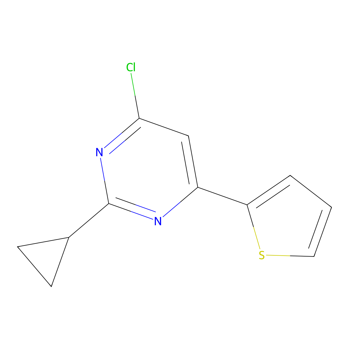 4-Chloro-2-cyclopropyl-6-(thiophen-2-yl)pyrimidine molecular structure, CAS 1412954-58-5