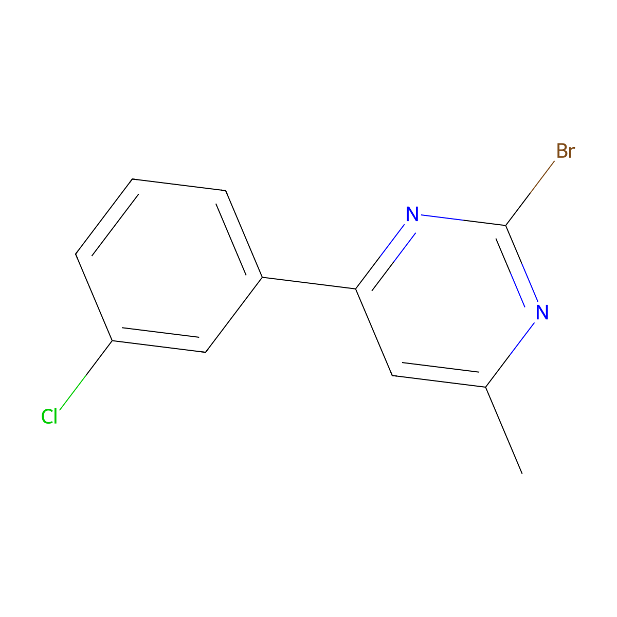 2-Bromo-4-(3-chlorophenyl)-6-methylpyrimidine molecular structure, CAS 1412954-59-6