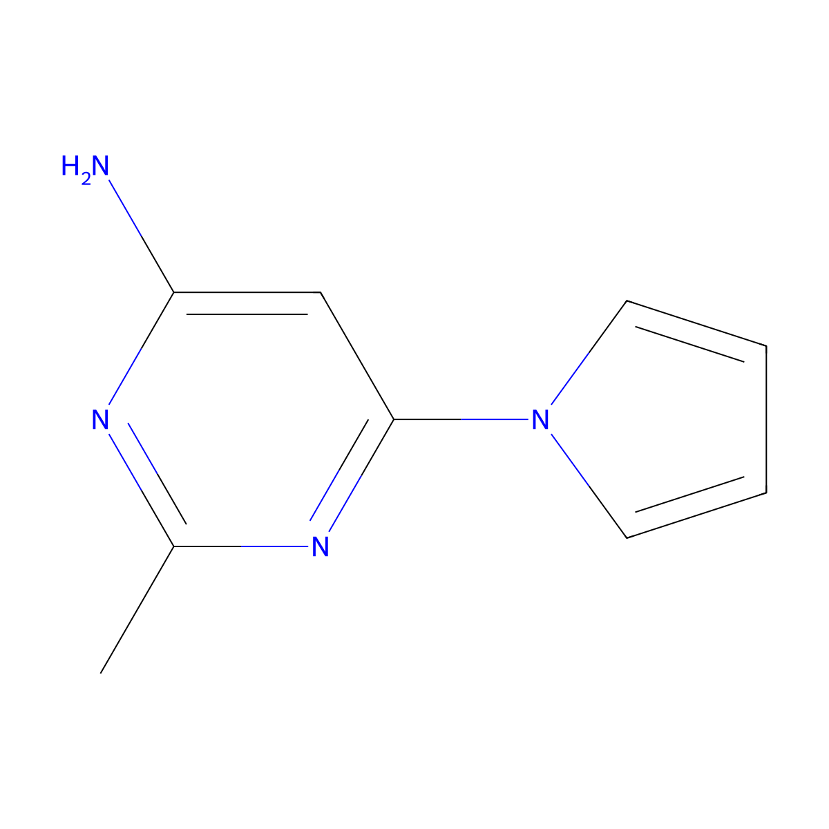 4-amino-2-methyl-6-(1H-pyrrol-1-yl)pyrimidine molecular structure, CAS 1412954-60-9